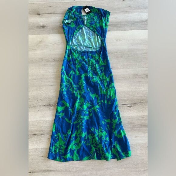Olivaceous Kelly Back Cutout Midi Dress Green/Blue L NWT - Picture 8 of 8